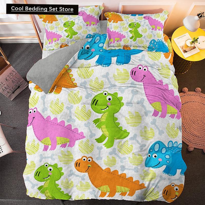 Cartoon Dinosaur Bedding Set Twin Queen King Animal Duvet Quilt Cover Pillowcase Jurassic World 2/3pcs Polyester Comforter Cover