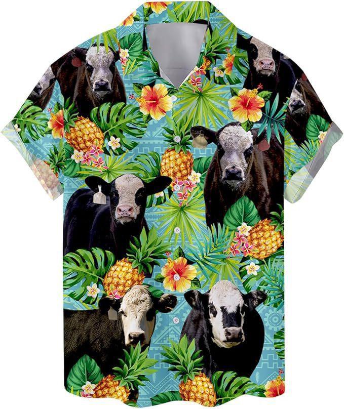 Summer new Hawaiian shirt men's fashion digital printing short sleeve source factory one piece hair