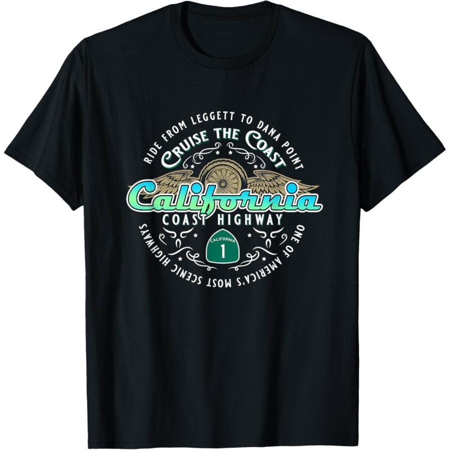 

Biker California Coast Highway Motorcycle Cruise Road Trip T-Shirt XXXXXL чорний