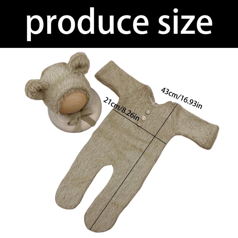 Girl Boy Photography Props Newborn Infant Costume Bear Theme Romper Hat Clothing Outfit Photo Shoot Clothes Baby Supply