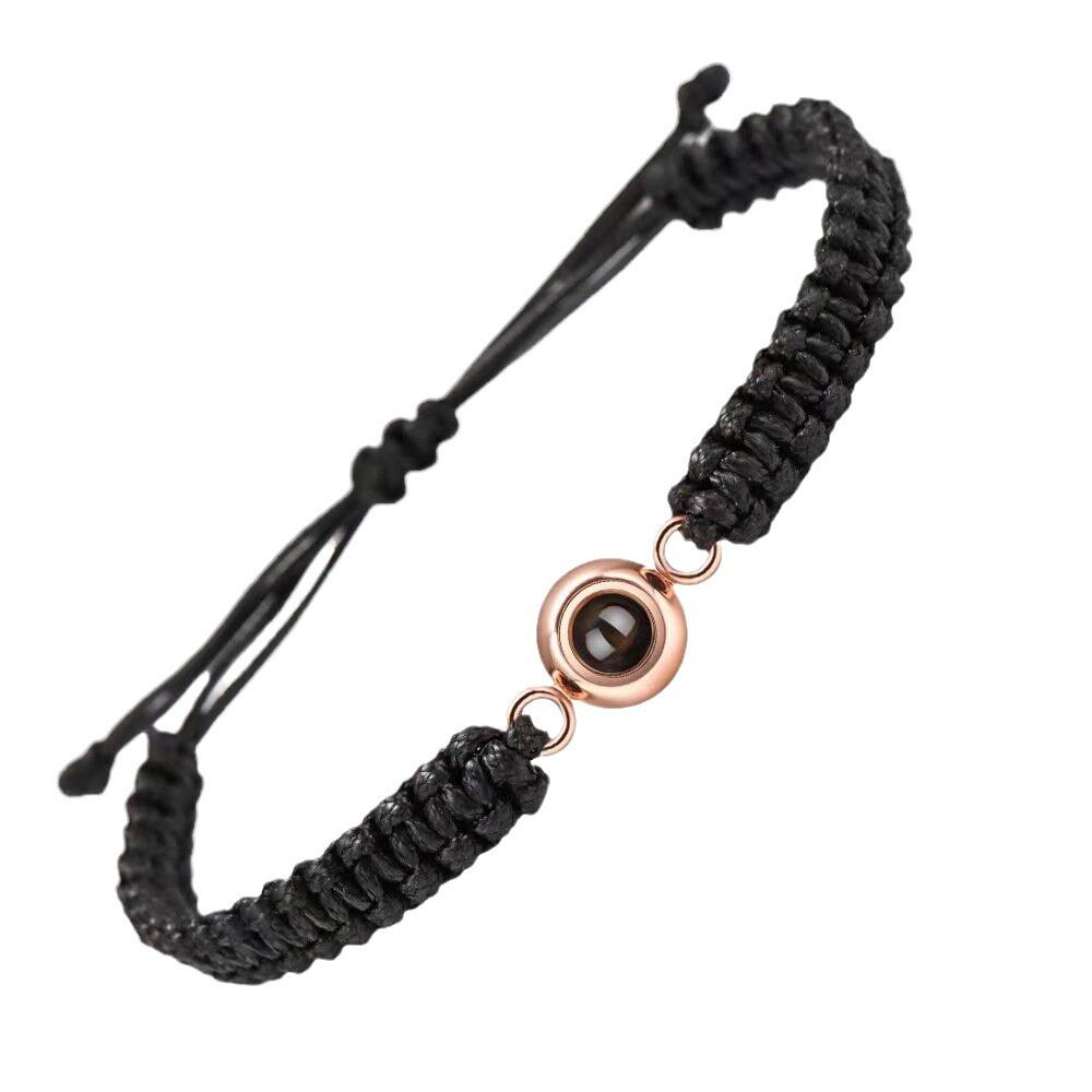 Individuelles gewebtes Armband aus Edelstahl mit 'Ich liebe dich' in 100 Sprachen und Foto