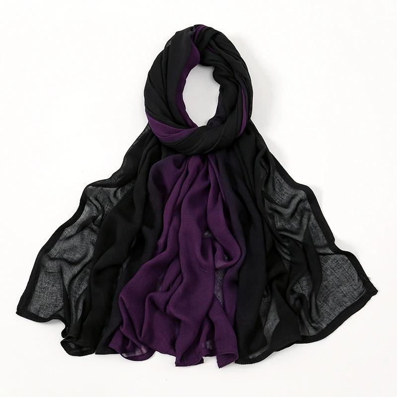 12PCS/LOT Gradiente Cotton Rayon Hijab Scarf High Quality Plain Soft Ombre Muslim Woman Modal Shawls Headscarf Headwraps