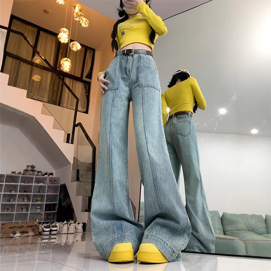 

High Waist Wide Leg Light Jeans for Women – Plus Size, Slimming, Floor Length M