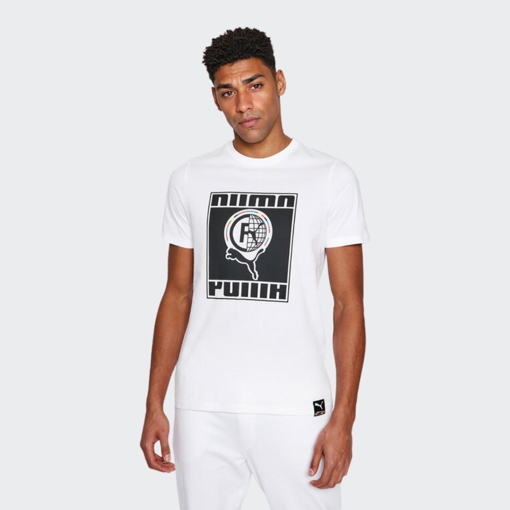 Puma International Theme Print Crew Neck Short Sleeve T-Shirt Men Tops White 532274-02