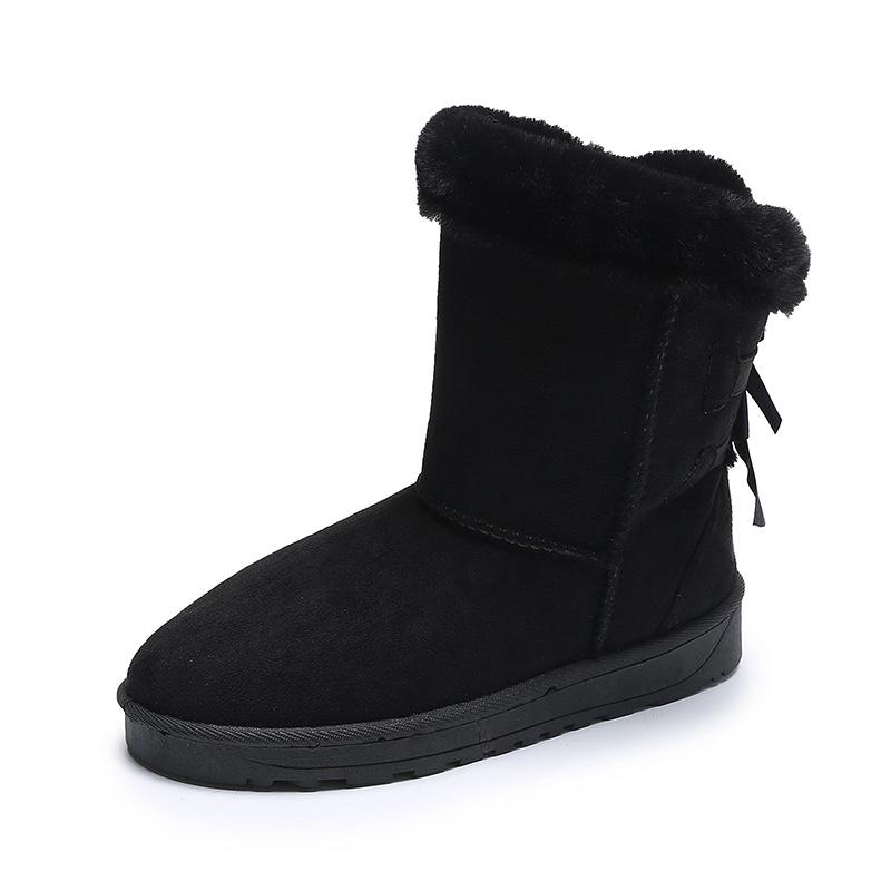 Snow Boots Women's Short Tube Plush 2025 Winter New Style of Pasted Disc Short Knot Student Women's Boots Casual and Versatile