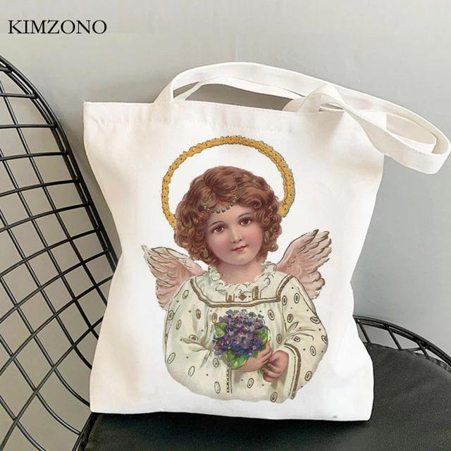 Angel Shopping Bag Recycle Bag Tote Bolso Bolsa Bag String Bolsas Ecologicas Woven Sacola Grab