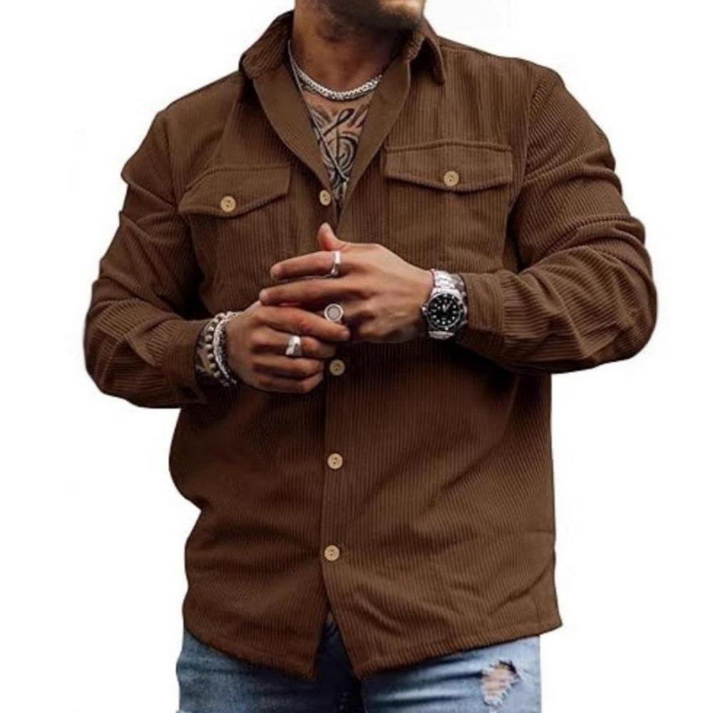 Herren Cordjacke, Langärmlig Gestreift Lässig und Modisch Herren Langarm Oberteil