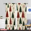 2pcs,2D plane printing Curtain Popular Christmas Trees Snowflakes Holiday (3) Durable 100% Polyester Fabric (without rod)