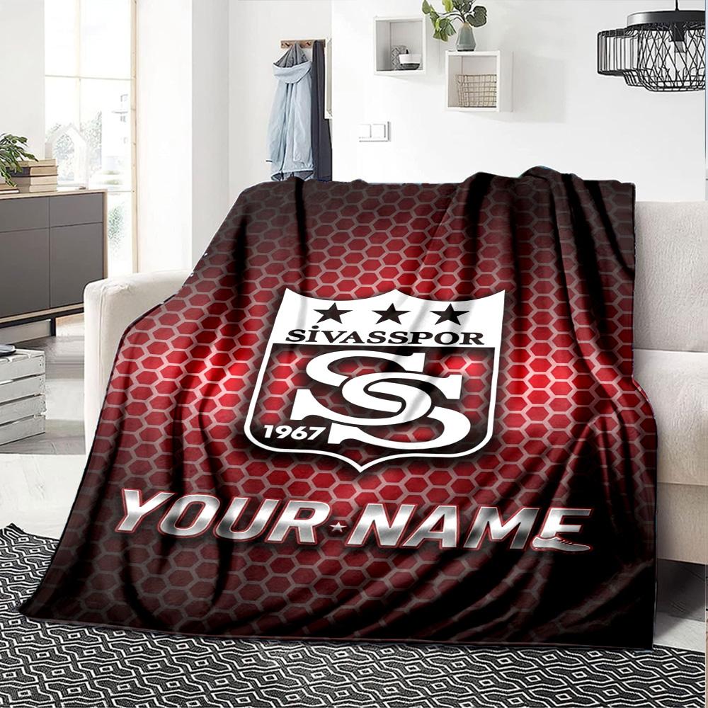 Name Custom Sivasspor Print Flannel Blanket High Quality Warm Comfortable Cover for All Seasons Perfect for Gifts Home Decor