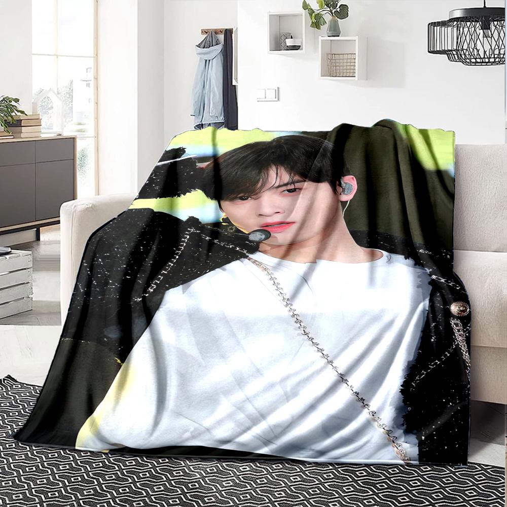 1Pc Cha Eun-woo Print Blanket Soft Comfortable Polyester Throw All Seasons Use Bedroom Office Outdoor Christmas Gift Choice Portrait Photo Print Print