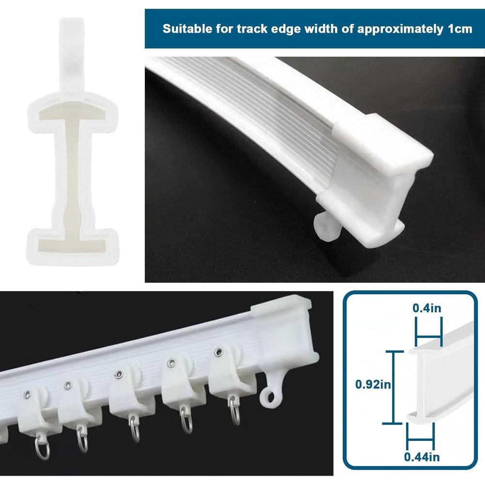 Curtain Track End Cap Set 8pcs White Plastic Fittings for Flexible Tracks Edge Width ~1cm Size 3.9x1.3x2.4cm Decor