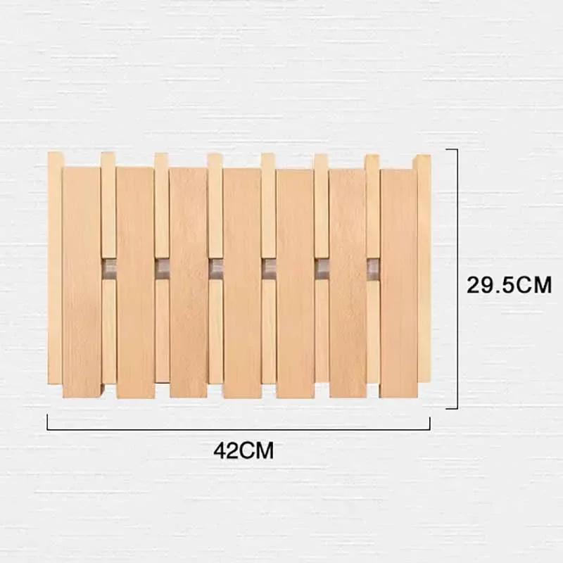Wooden Wall Coat Racks Double Row Clothes Hooks Bedroom Clothing Organizers Hanger Hat Bag Dress Storage Portable Room Shelf