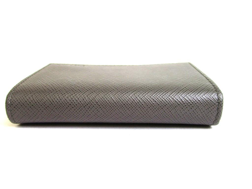 Authentic PRADA Gray Saffiano Leather Card Case Card Holder #b140  Open Box