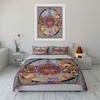 3Pcs Thai Yaksha Mask Bedding Set, Traditional Khon Mask Print Duvet Cover + 2 Pillowcases, Cultural Ethnic Decor