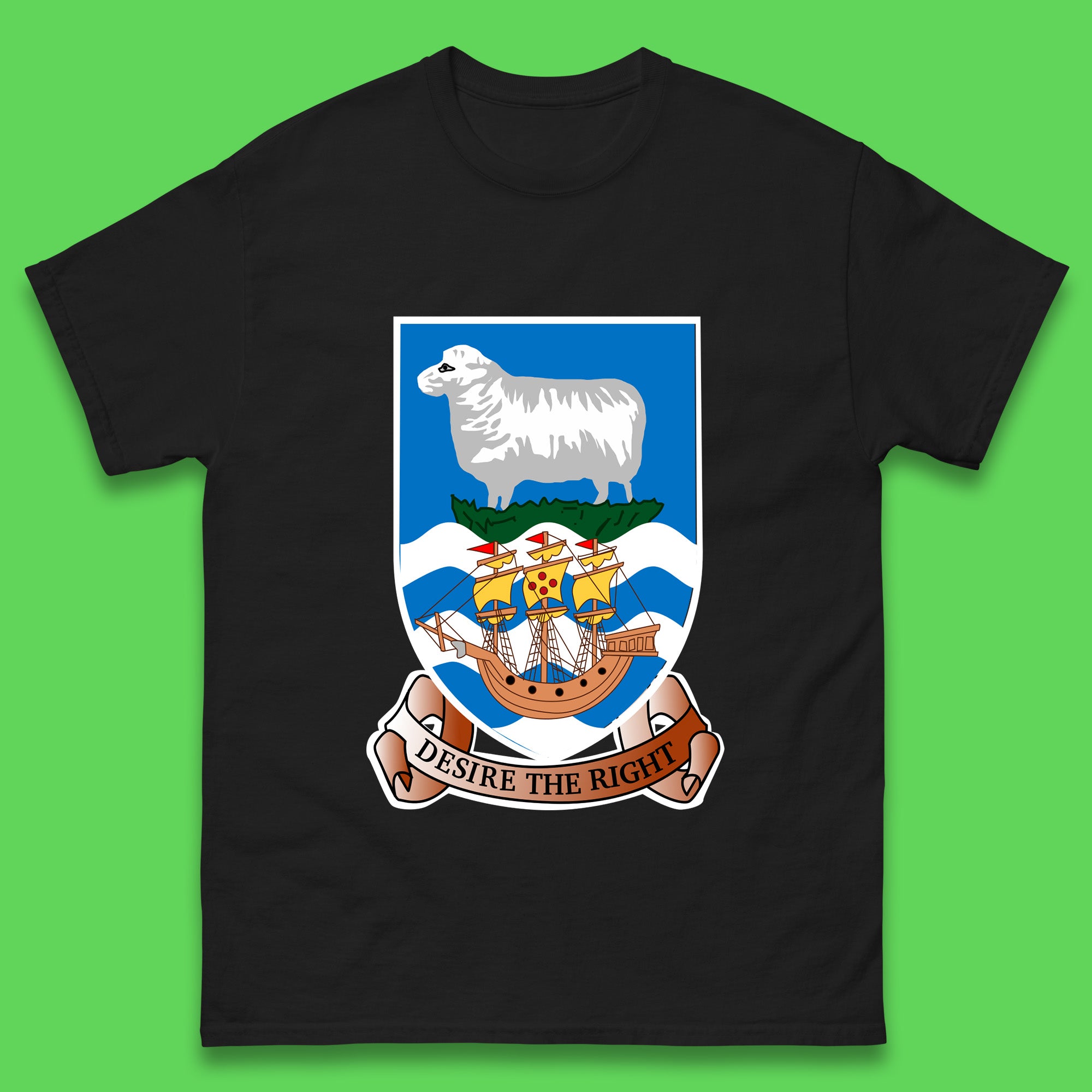 Coat Of Arms Of The British Overseas Territory Falkland Islands Coat Of Arms Of The Falkland Islands Flag Mens Tee Top 4XL