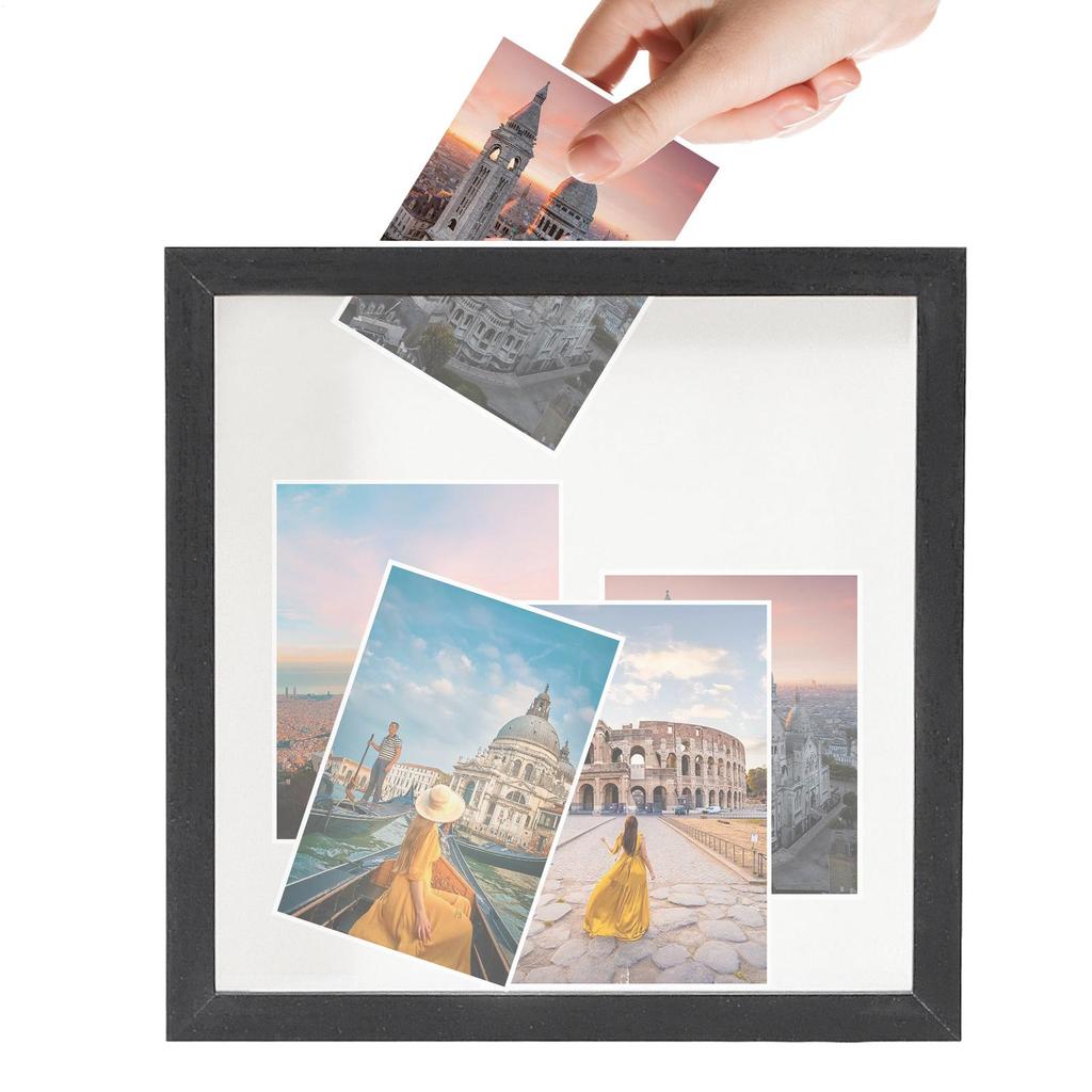 Ticket Memory Box Storage Photo Frame Multi-Purpose Wall Mount Transparent Memory Box Picture Frame Slot For Family Friends