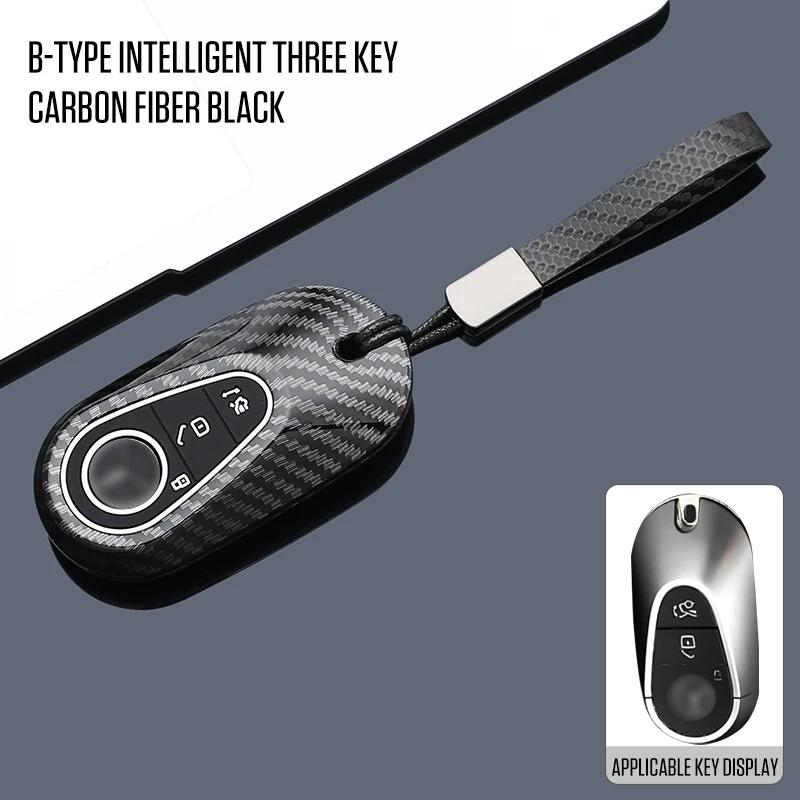Interior Mouldings Carbon Fiber Car Key Case Cover For Mercedes Benz C E S Class GLC W206 W223 W214 E300 C260 C300 S450 S500 S40