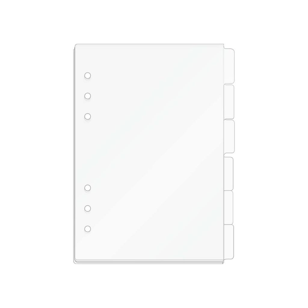 A5A7A7 6Pcs Transparent Acrylic Index Divider Page Loose leaf Index Page Replacement Core Ultra Transparent 6 Ear Divider