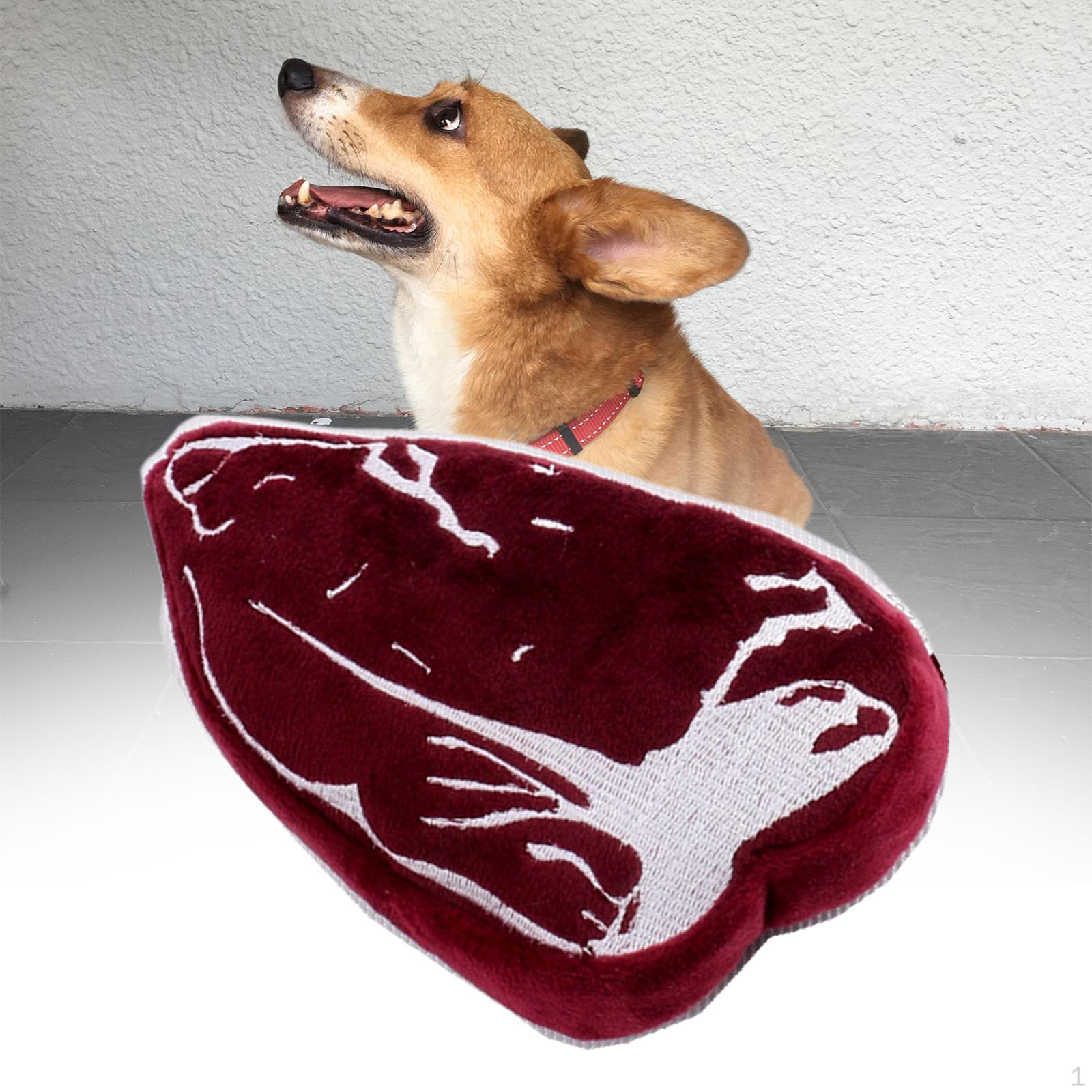 

Dog Squeak Food Shaped Chew Toy Doll Interactive Durable Biting Toys Soft Pet Plush Steak 17x9x5cm