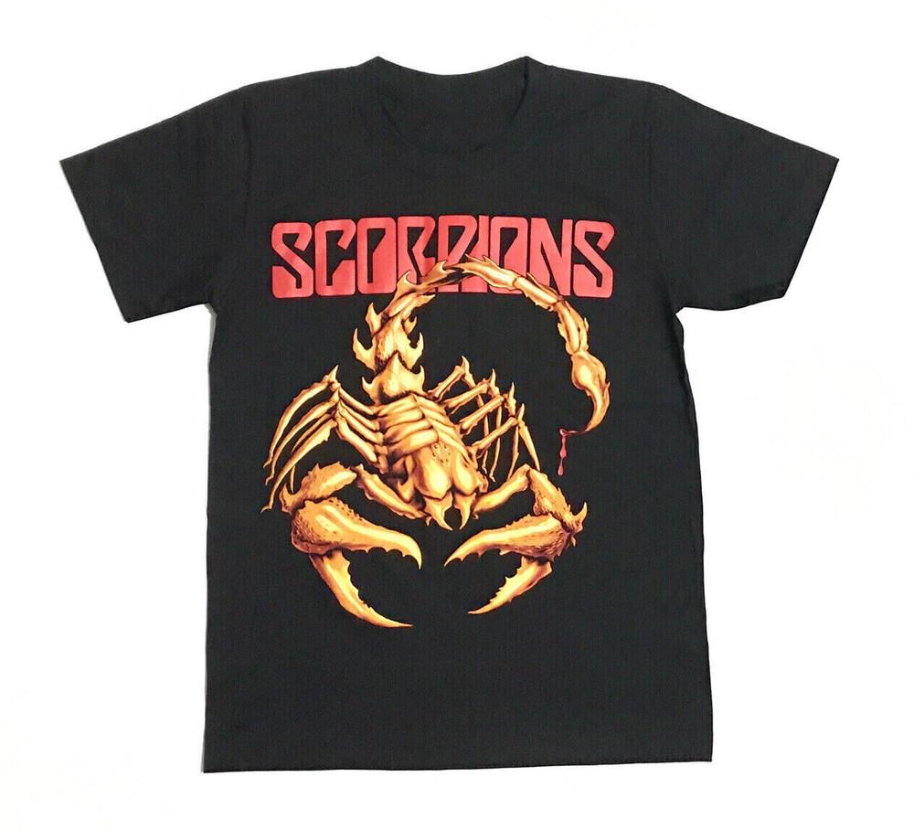 Футболка группы Scorpions Логотип Скорпиона Черный Все Размеры Унисекс Рубашка Унисекс Футболка XXL