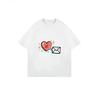 White T Shirt With Heart And Envelope Print For Casual Wear