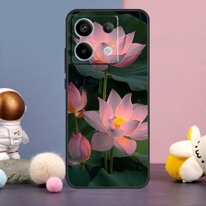 Flower Lotus Case For Xiaomi Redmi Note 14 9 10 11 12 13 15 Pro Plus Redmi 15 15C 10C 12C 13C 14C Cover