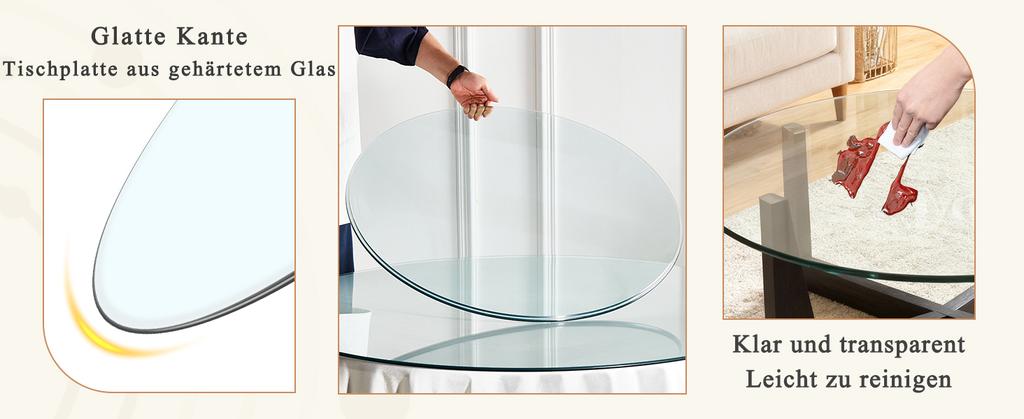 Separate Round Tabletop Made of Tempered Glass – Diameter 76 cm, Thickness 0.72 cm, Durable and Space-Saving. No Assembly Required.