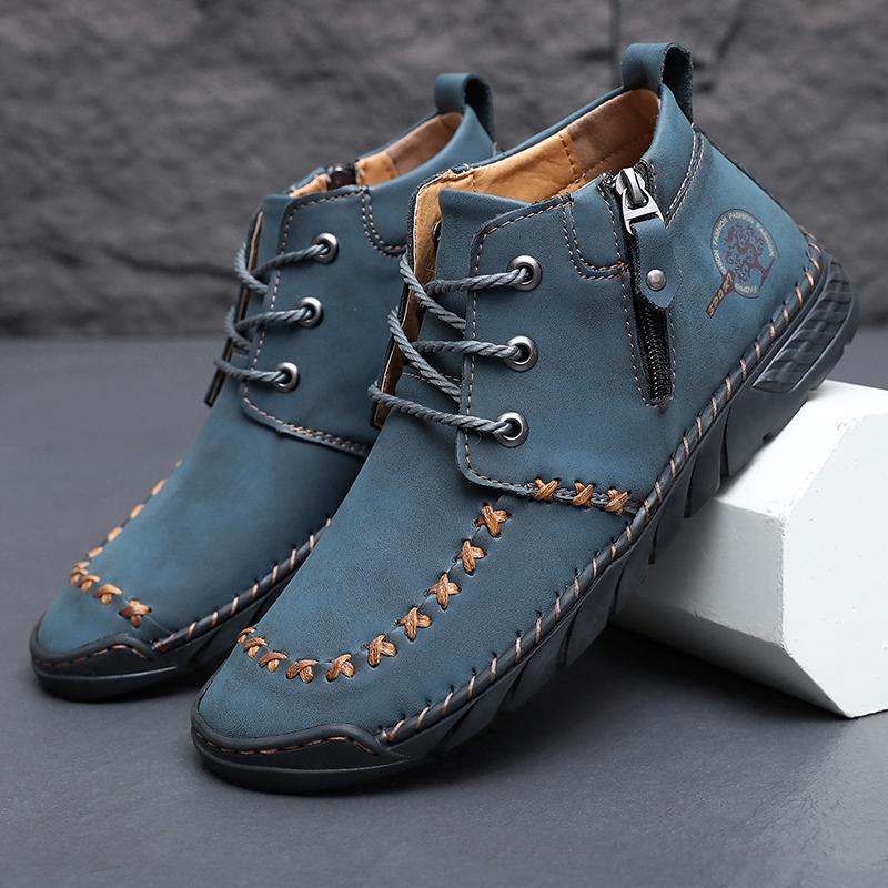 Men's Plus Size Handmade Casual Shoes Four Seasons Breathable Non-slip Outdoor Walking Shoes Fashion Youth Joker City Flat Boots