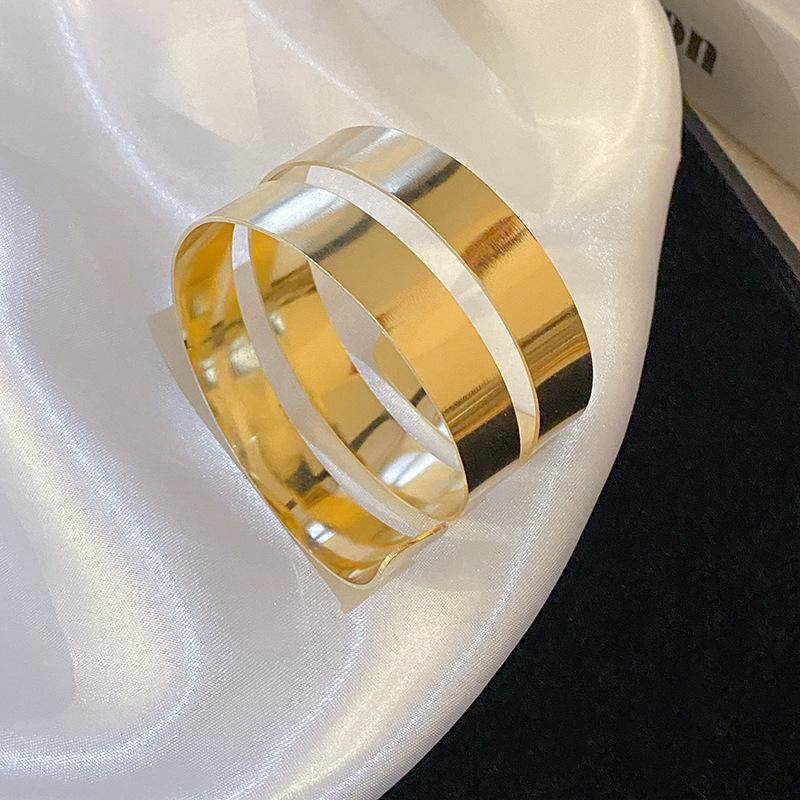 Minimalist Double-Layer Hollow Armlet: European & American Style, Exaggerated & Fashionable High-End Bracelet
