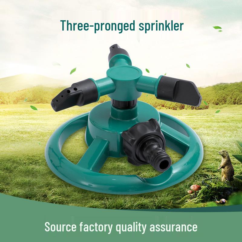 

Пластиковый газонный дождеватель с тремя зубцами, вращающийся на 360° синий