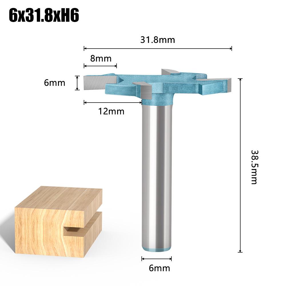 

Деревообработка Фреза Четырехлезвийная Т-образная фреза Пазовая фреза Пазовая фреза 2,5 мм, 3 мм, 3,5 мм, 5 мм, 6 мм Ширина паза Обрезка Four-edged T-knife 6 * 31.8 * 6