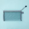 Nylon Transparent Zipper Pencil Case Solid Color Zipper Clear Stationery Bag Makeup Pouch Travel Case Mesh Cosmetic Storage Bag