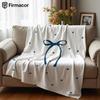 Blue Bow Knot Ultra Soft Sherpa Fleece Blanket Fluffy Warm Halloween Cozy Throw for Sofa Couch Bedroom Gift All Season