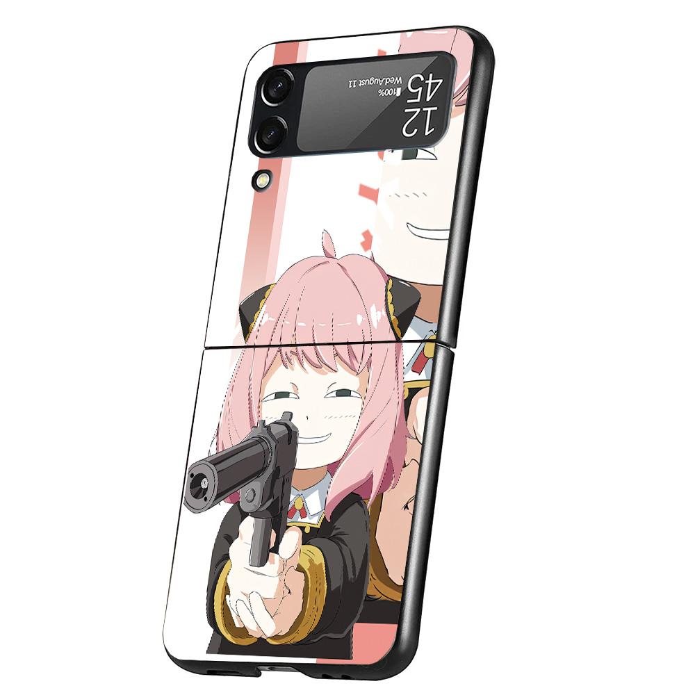 Spy Family Anya Cute Case Phone Cover for Samsung Galaxy Z Flip 7 6 5 4 3 5G ZFlip7 ZFlip6 ZFlip5 ZFlip4 ZFlip3 Black Fundas Gal