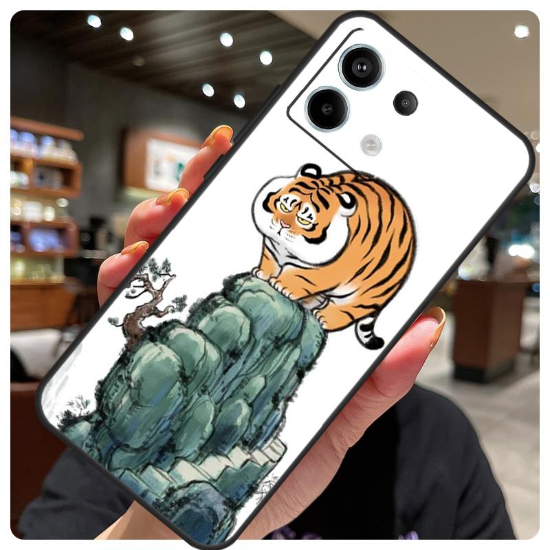 Cartoon Fat Tiger Case For Xiaomi Redmi Note 11 10 12 13 14 15 Pro Plus Cover For Redmi 15 15C 10C 12C 13C 14C