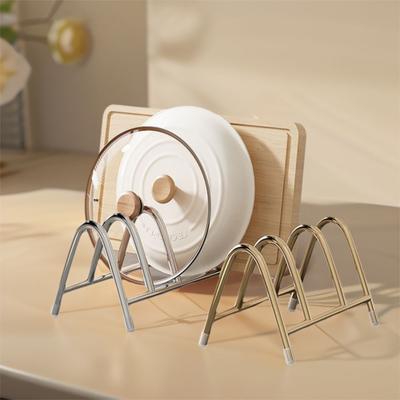 Rustproof Pot Lid Storage Rack Stainless Steel Chopping Board Rack Cookware Holder  Cabinet