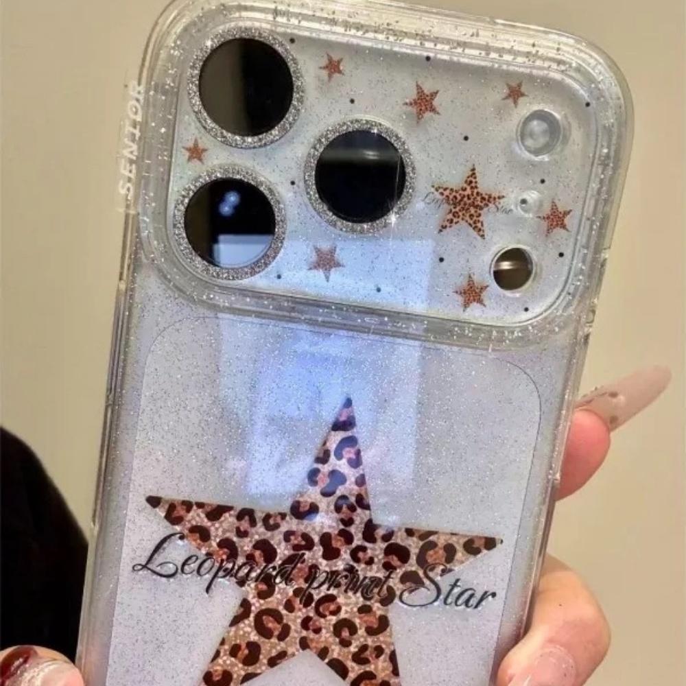 ins simple personality leopard print star suitable for apple 17anyard mobile phone case 15promax advanced sense girl heart protective case 14iPhone16