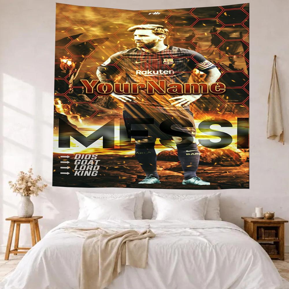 Messi Custom Your Name Wall Decor Tapestry Art For Pet Memorial Birthdaywedding Party Backdrop Family Gift