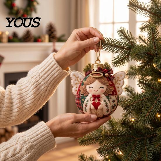 Decorative Fabric Patchwork Crafts Christmas Ball DIY Kit, Ornament Sewing Xmas Holiday Craft Projects for Adults Kit Adults, Handmade Tree Decoration