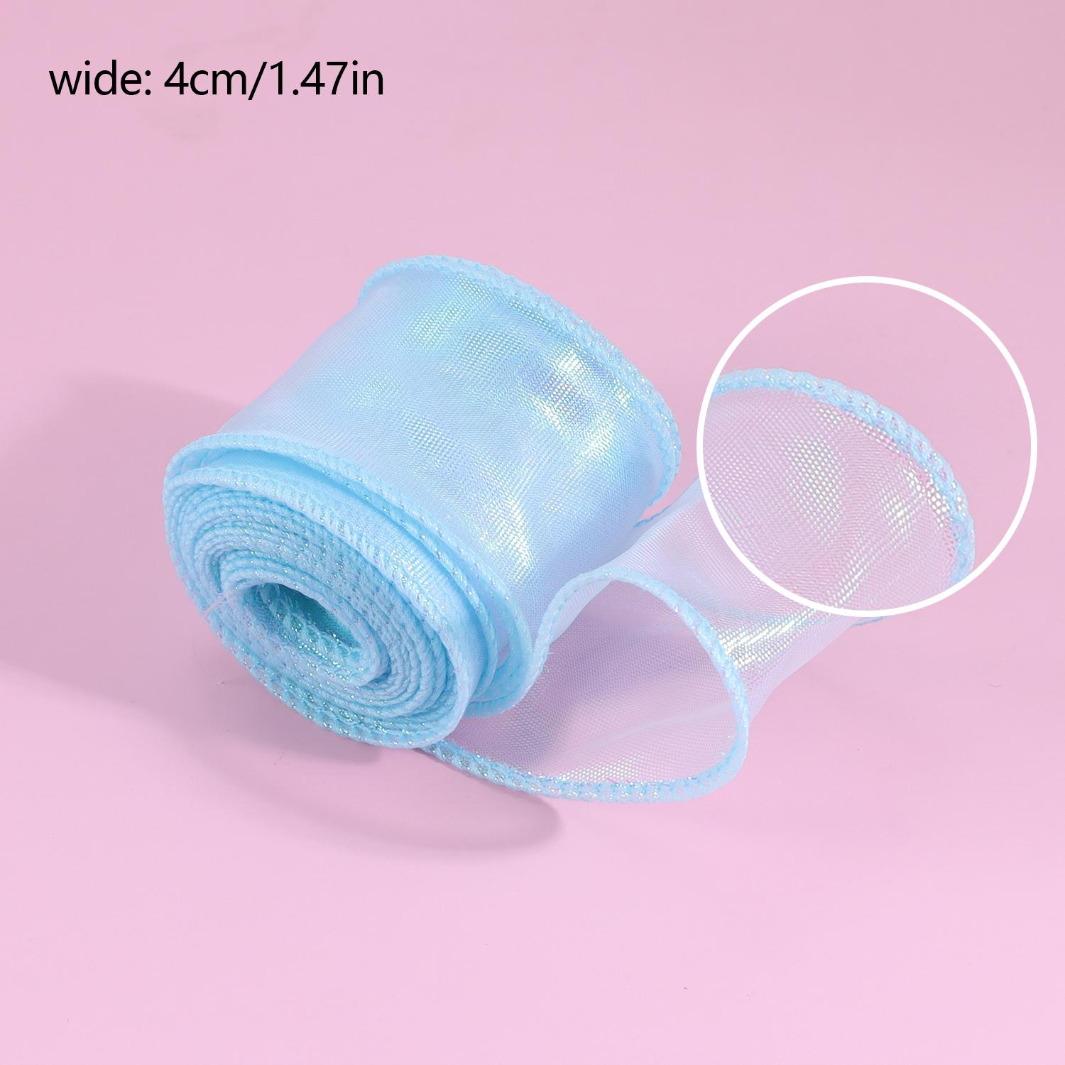 5Yards 4cm Fishtail Organza Ribbon Reflective Iridescent Wavy Edge Ribbon for Gift Wrapping DIY Bow Bouquet Wedding Voile Ribbon 4cm 5yards синий