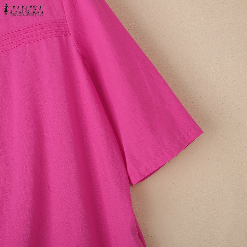 ZANZEA Lässige Bluse mit Rundhalsausschnitt und 3/4-Ärmeln für Damen