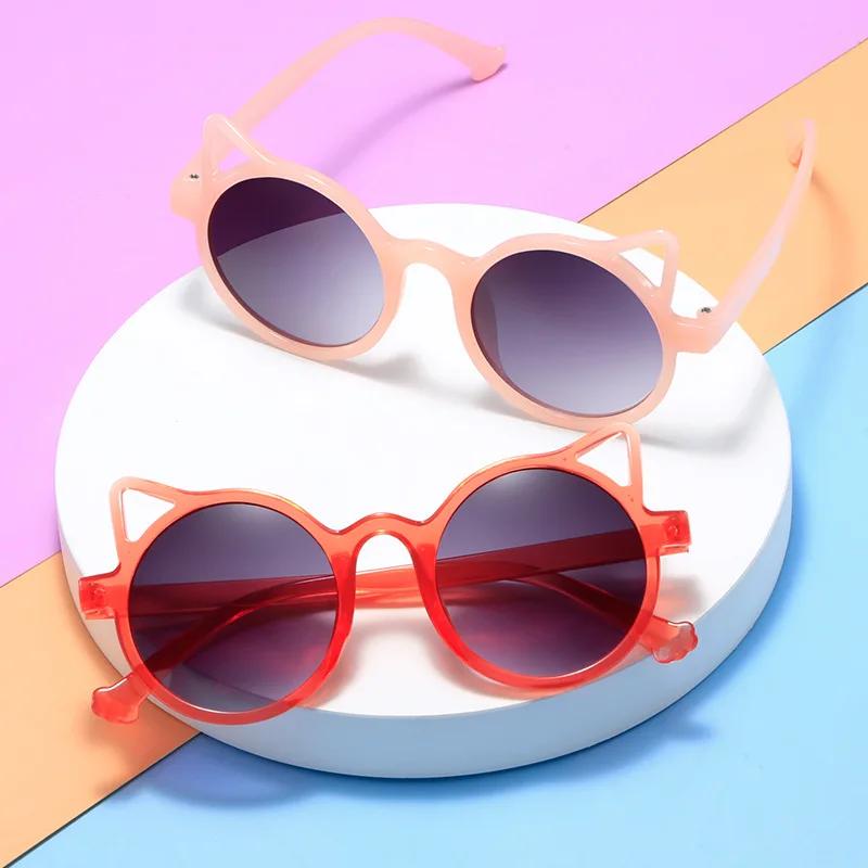 Girls Boys Cute Cat Ears Frame Sunglasses Outdoor Sun Protection Kids Fashion Sunglasses Outdoor Travel Essential Eyewear