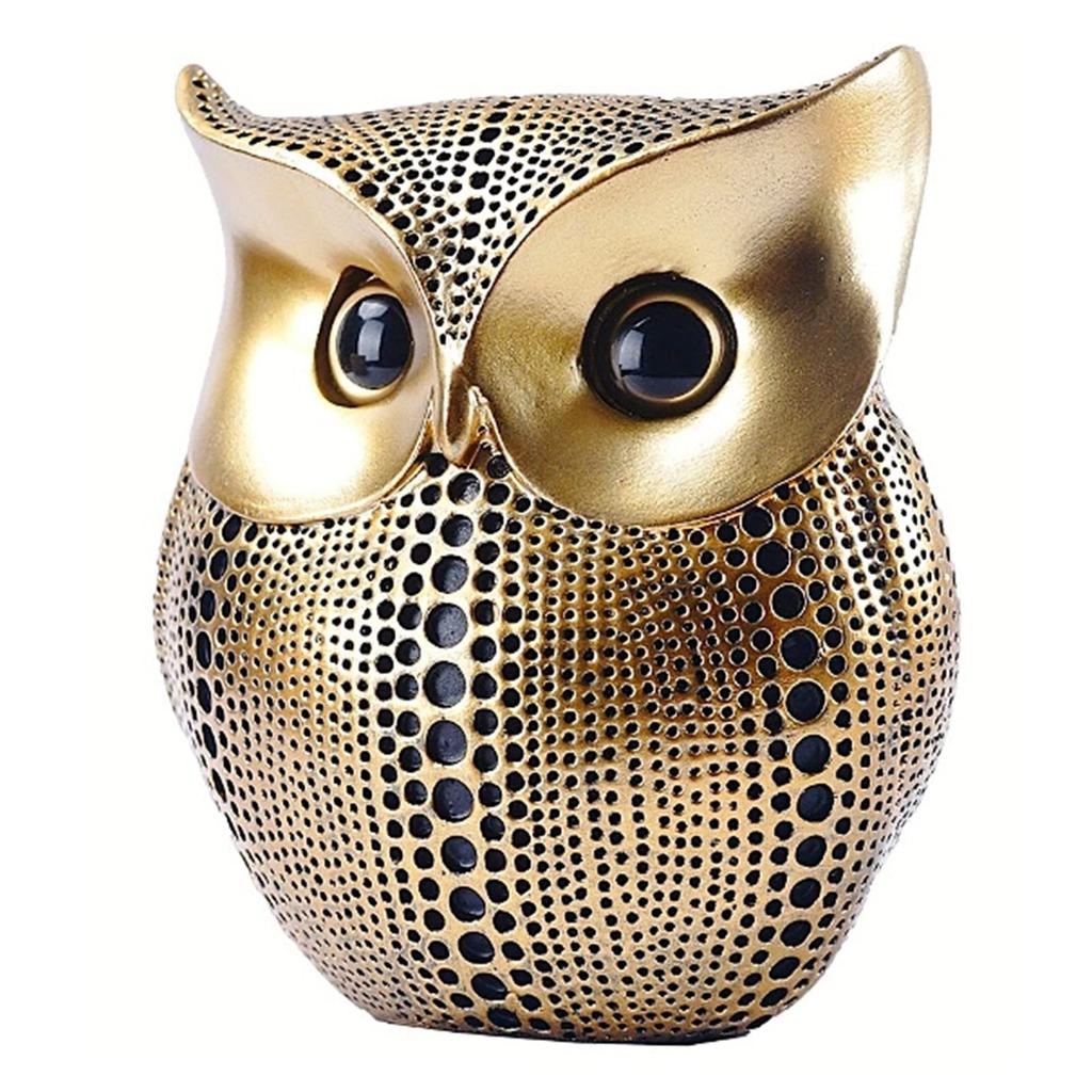heizi Owl Figurine, Stylish Interior Decor, Nordic Object, Asian Goods, Bali Style, Entryway, Good Luck Charm (Gold)