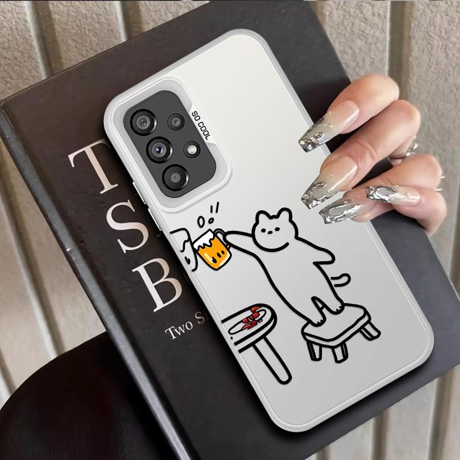 Funny Cat Clear Couple Paired Back Phone Cover Case for Samsung Galaxy A54 A72 A51 A52 A04 A05 A71 A03 A06 A07 A50 A10 A20 A56