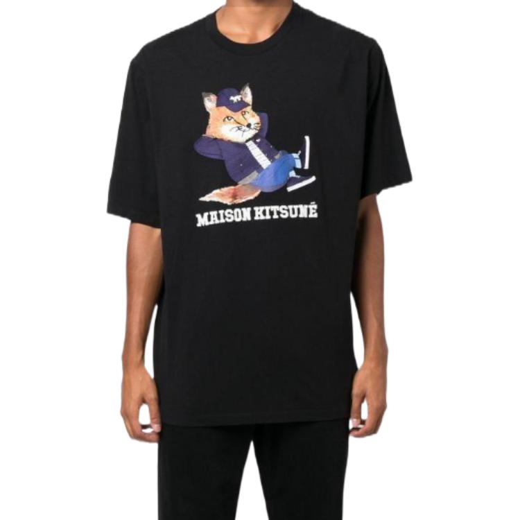 Back To Series Maison Kitsune FW22 Solid Color Fox Pattern Printed Crew Neck Short Sleeve T-Shirt Men Tops JM00148KJ0008-P199