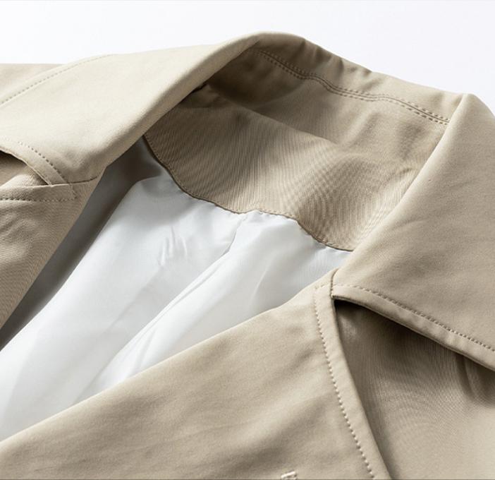Spring Men's Casual Sports Versatile Loose Mid Length Double Breasted Windbreaker Jacket