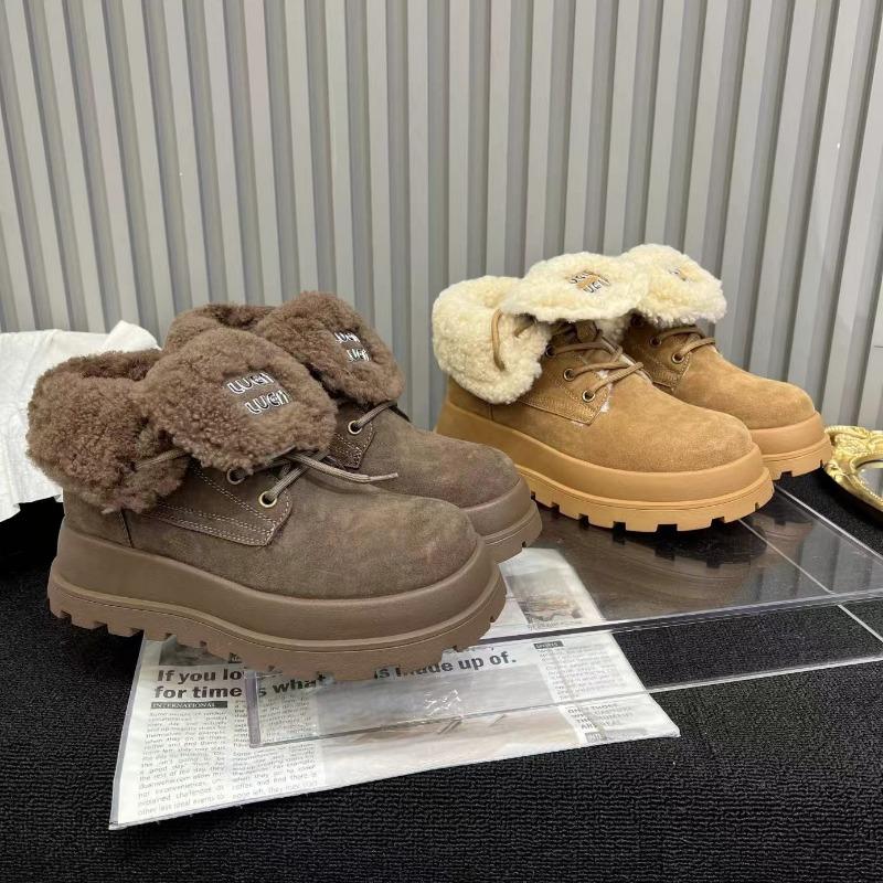 2024 Новый стиль замшевые зимние ботинки на толстой подошве длиной до щиколотки с плоской — фото 3