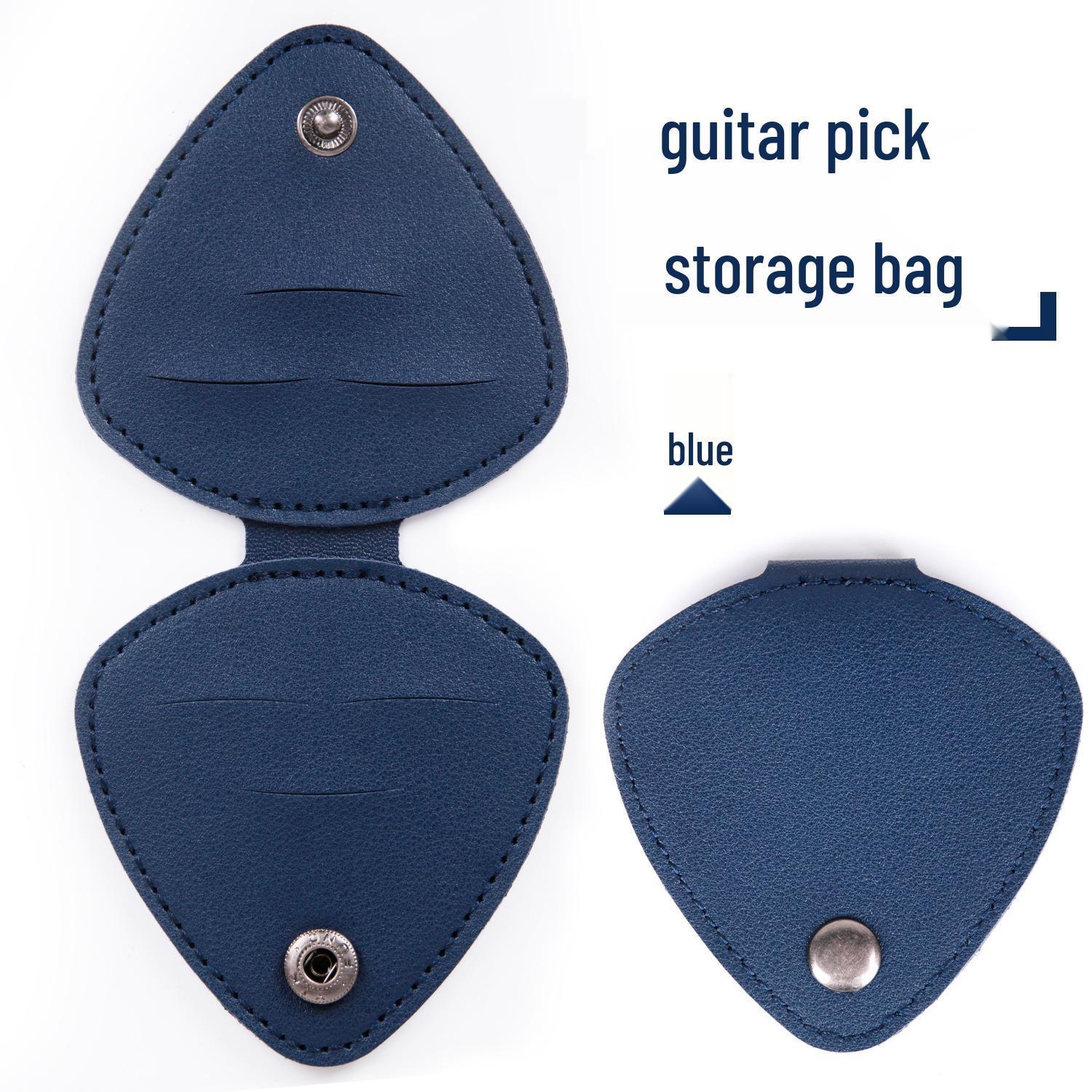 

Leather Guitar Pick Case - Pick Storage Wallet for Folk & Electric Guitar Accessories. синий