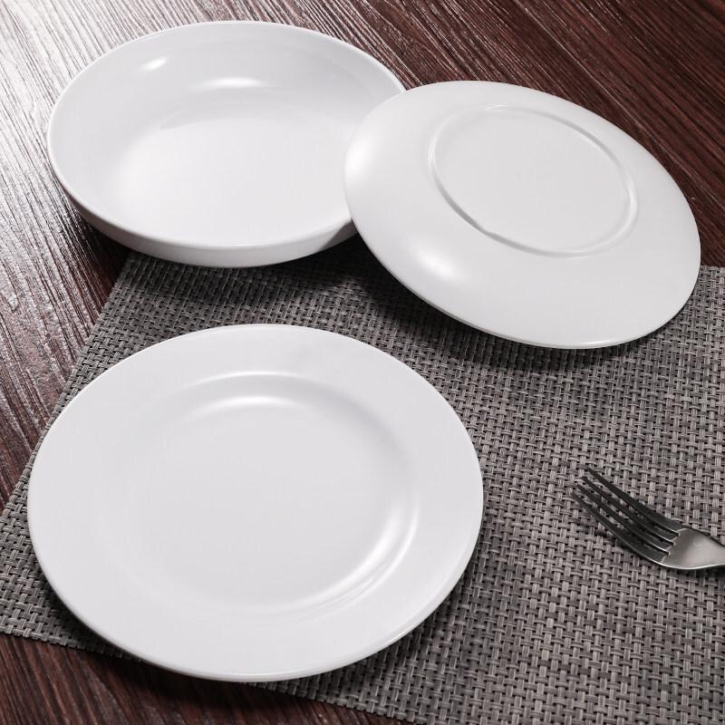 8-inch Round White Melamine Dinner Plate