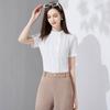 Simple and Versatile Design, Pleated Stand Up Collar Shirt for Women's Summer Style, Intellectual and Slimming Top